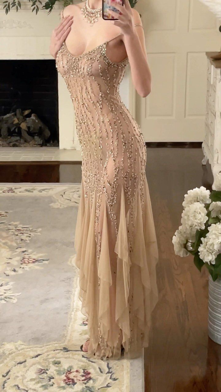 Luxurious Chiffon Beaded Mermaid Long Evening Dress Prom Gown  SP1334