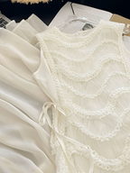 Classy Sleeveless Off White Chiffon Mermaid Long Party Dress Prom Gown SP1998
