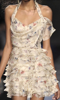 Classy Halter Chiffon Printed Floral Mu-Layered Short Prom Dress Formal Graduation Homecoming Dress Y9287