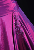 Glamorous Strapless Satin Ball Gown Purple Embroidery Beaded Long Birthday Party Dress Prom Gowns