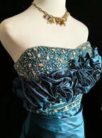 Charming Strapless Purple Satin Pleated Ruffles Mermaid Long Party Dress Evening Dress SP1638