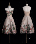 Aesthetic Sweetheart Lace Floral A Line Short Graduation Homecoming Dress 18th Birthday Outfits Y9161