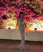 Elegant Light Blue Sequin Sheath Mermaid Evening Dress Halter Party Dress Y8712