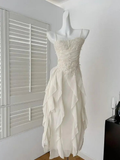 Simple White Spaghetti Straps Chiffon Appliques Party Dress Birthday Outfits Y8916