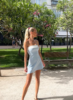 Summer Sleeveless Strapless Mini Tube Dresses For Women Outfit  Casual Patchwork Bodycon Beach Holiday Party Dress Homecoming Dress Y7261
