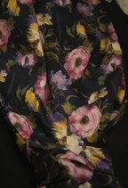 Pretty Strapless Satin Rose Print Floral Long Birthday Party Dress Evening Gown