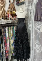 Retro Sweetheart Neck Black Satin Ruffles Mermaid Long Party Dress Birthday Prom Gown