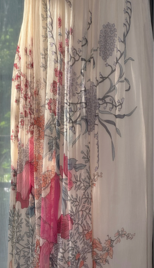 Pretty Halter V Neck Chiffon Print Floral Backless Long Prom Dress Evening Gown