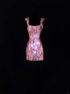 Sparkly Pink Sequin Sheath Cocktail Dress Formal Homecoming Dress Birthday Outfits Y9640