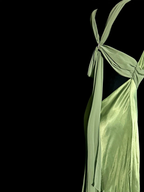 Gorgeous Temperament Green Prom Dress Satin V-Neck Backless Pleated Evening Dress Y8767