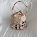 Alaia Laser-cut Corset Bucket Top-handle Bag In Galet