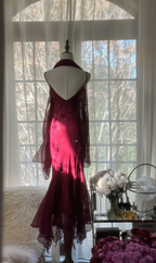 Charming Spaghetti Straps Burgundy Chiffon Beaded Mermaid Long Party Dress Birthday Prom Gown