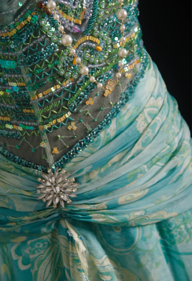 Classy Mint Green Chiffon Print Floral Beaded Mermaid Long Party Dress Formal Birthday Evening Gown