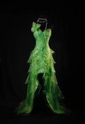 Unique Green One Shoulder Organza Layered Ruffles Long Evening Dress Birthday Dress SP1695