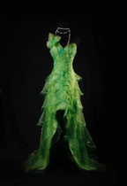 Unique Green One Shoulder Organza Layered Ruffles Long Evening Dress Birthday Dress SP1695