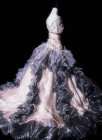 Vintage Sleeveless Tulle Satin Ruffles Mermaid Evening Dress Long Prom Gown With Bow