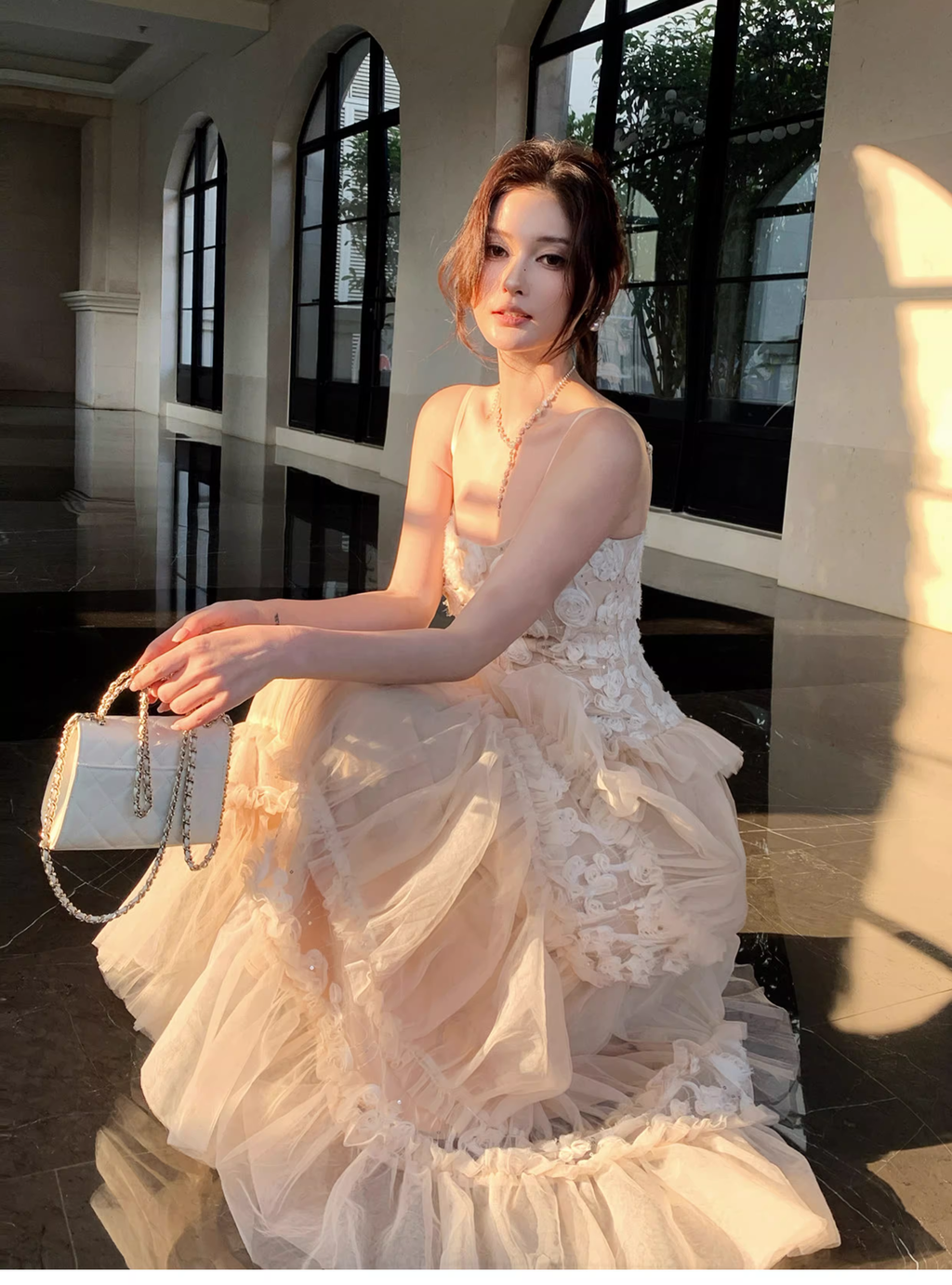 Cute Spaghetti Straps Light Pink Tulle A Line Long Birthday Prom Dress Party Gown SP1505