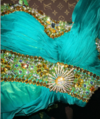Unique Spaghetti Straps Green Satin Beaded Long Evening Dress Prom Gown SP1065