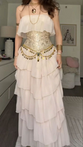 Pretty Strapless Light Pink Chiffon Layered Long Prom Dress Evening Dress Gown