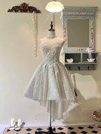 Sparkly Sweetheart Neck Lace Sequin Beaded White Short 16th Princess Birthday Outfits Formal Homecoming Dress Y9211