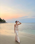Blush satin beach evening dresses for women Y6927