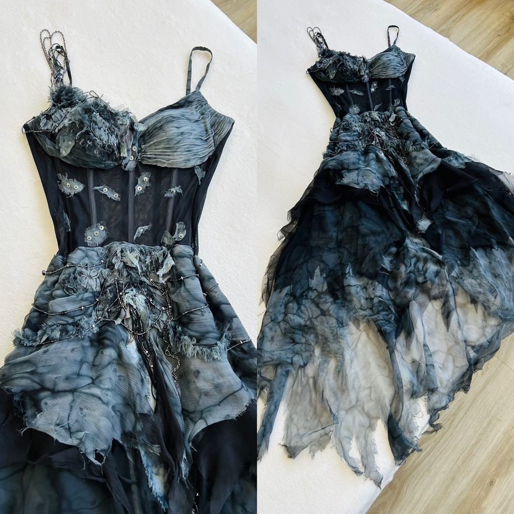 Beautiful Spaghetti Straps Chiffon Beaded Long Party Dress Formal Evening Dress Y9733