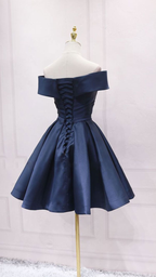 Simple Navy Blue Short Homecoming Dress Ruffle Mini Party Gowns Custom Made Women Party Gowns ,Short Graduation Dress Y2123
