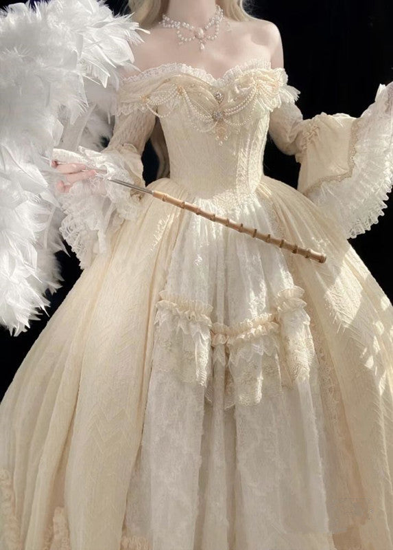 A Line Off Shoulder Ball Gowns Wedding Dress Lace Princess Dresses