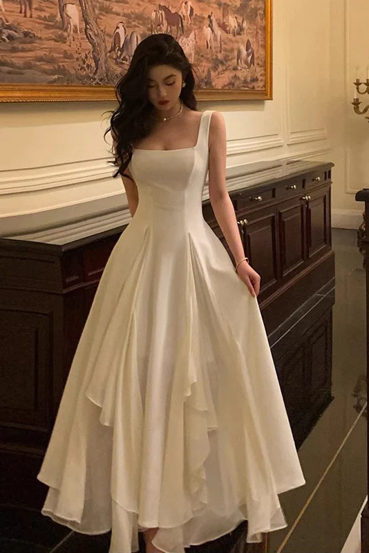 A Line Square Neck Prom Dresses Elegant Evening Gown
