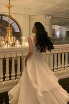 A Line Square Neck Prom Dresses Elegant Evening Gown