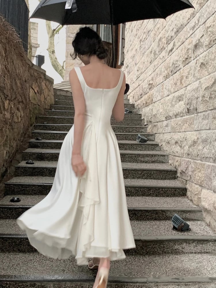 A Line Square Neck Prom Dresses Elegant Evening Gown