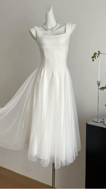 A Line Square Neck Prom Dresses Elegant Evening Gown