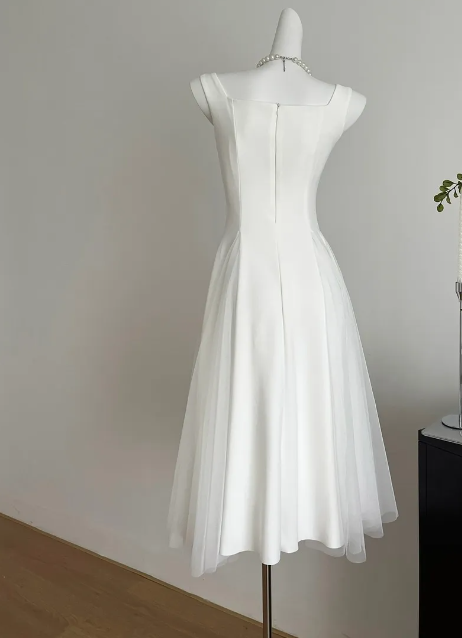 A Line Square Neck Prom Dresses Elegant Evening Gown