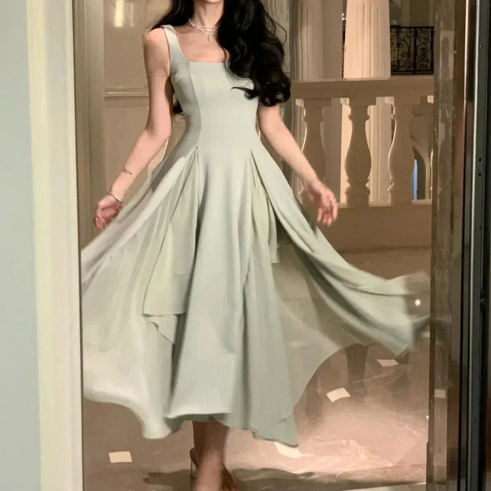 A Line Square Neck Prom Dresses Elegant Evening Gown