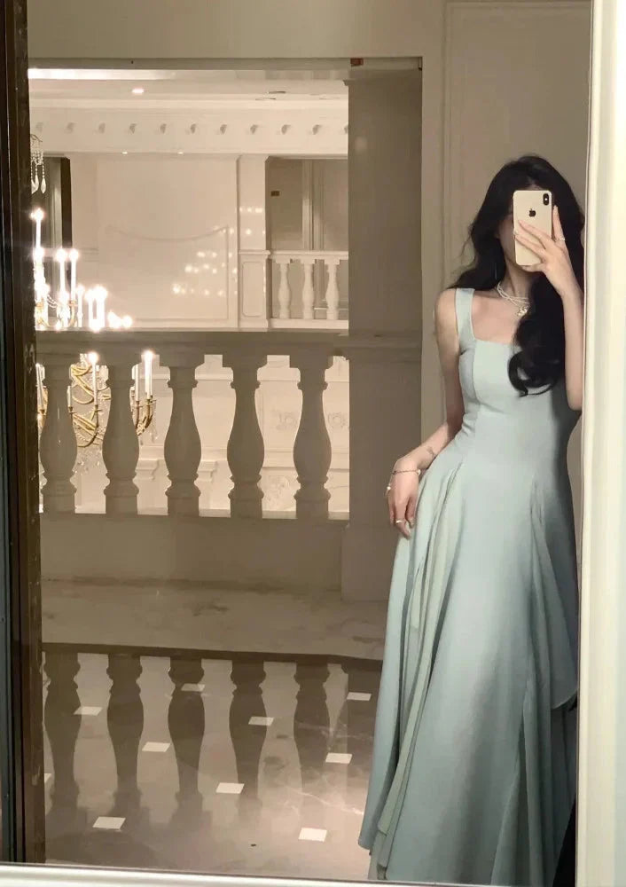 A Line Square Neck Prom Dresses Elegant Evening Gown