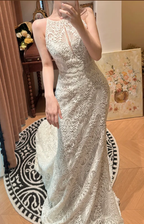 Mermaid Lace Vintage Wedding Dress Elegant Prom Party Dress cg26305