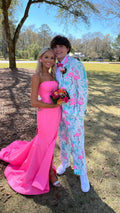 Strapless Pink Mermaid Prom Dress With Side Slit For Senior Girls Prom Y117