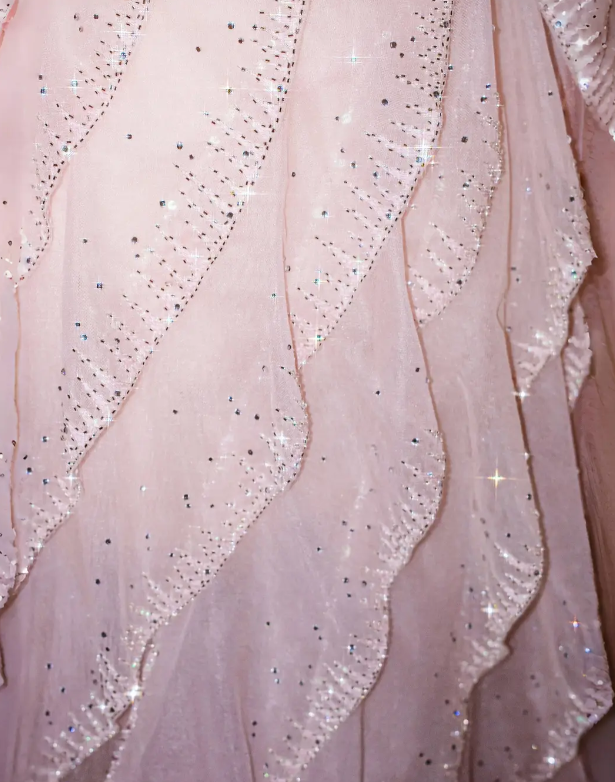 Sweet Strapless Sheath Long Prom Dresses Tulle Pink Evening Dresses cg26123