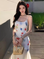 Dopamine waist skirt outfit waist long skirt fishtail skirt beautiful color suspender dress R1616
