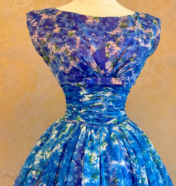 Sleeveless Blue Flora Prom Party Dress Midi Length Evening Dress  cg26333