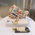 CHRISTIAN DIOR SADDLE BAG EMBROIDERED CANVAS HANDBAG IVORY