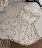 Ballet apricot floral suspender dress gentle short skirt R2116
