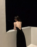 Mid-length beach dress 2025 seaside holiday backless sexy suspender dress R1440