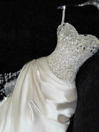 Ivory Beaded Long Prom Dress Sexy Evening Party Gown Birthday Dress