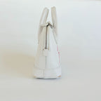 Balenciaga White Mini Ville Bag with Red Logo