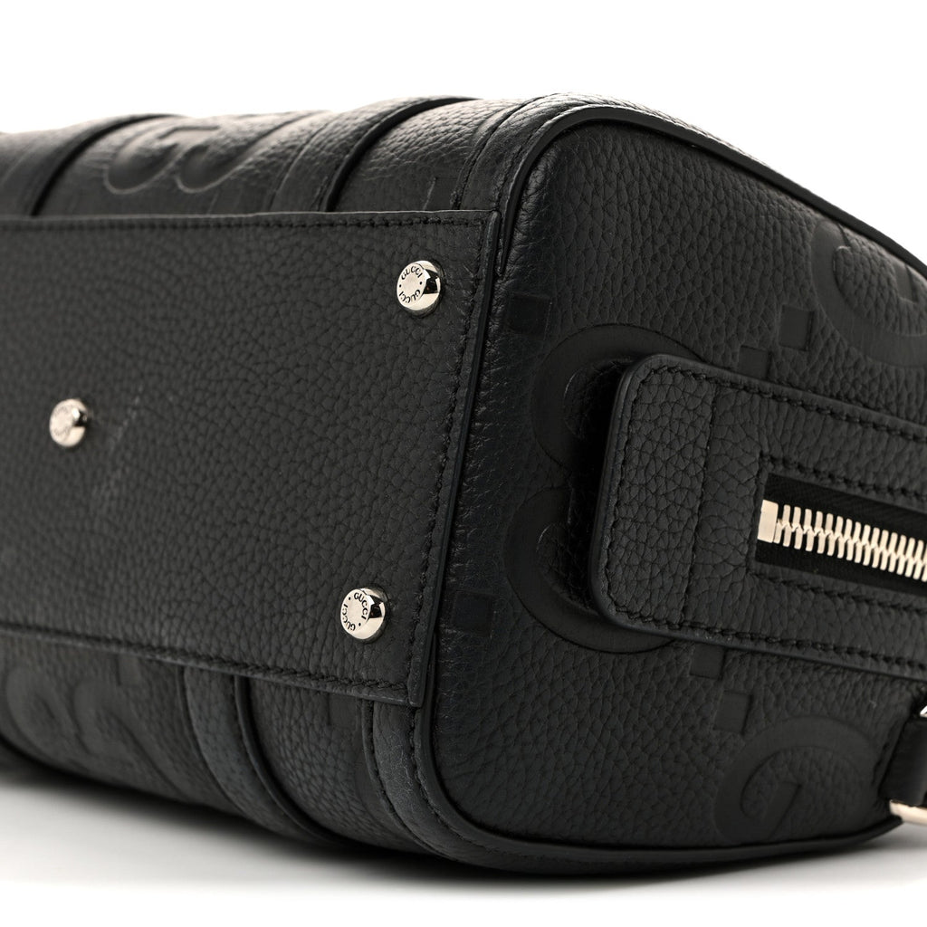 Piuma Calfskin Jumbo GG Embossed Mini Duffle Bag Black