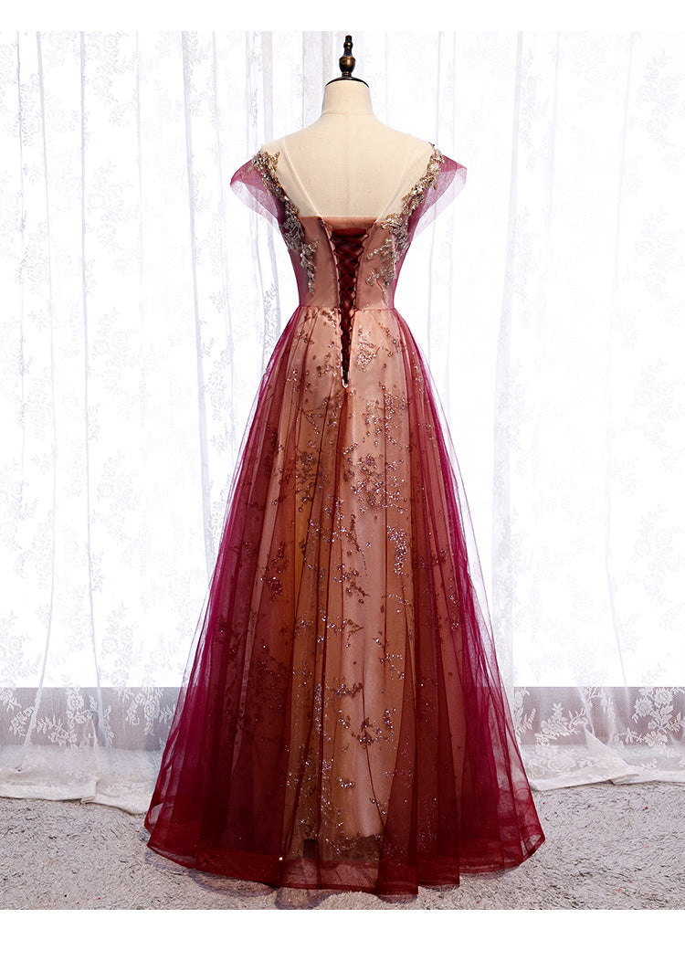 Beautiful Gradient Tulle Sweetheart A-Line Prom Dresses, Charming Prom Gowns