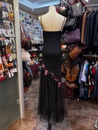 Spaghetti Straps Black Mermaid Prom Dress With 3d Flowers Chiffon Evening Dress cg26354