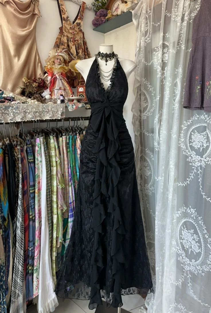 Black Halter V Neck Long Prom Dresses,Long Prom Gown