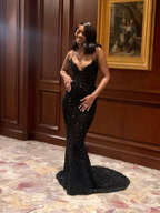 Black Strapless Mermaid Long Prom Dresses Prom Gowns